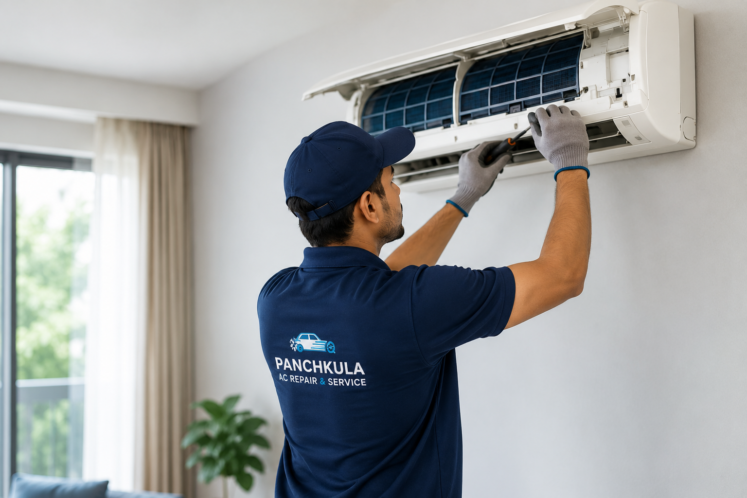 AC repair technician servicing split AC in Panchkula